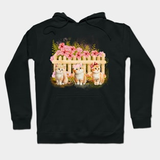 Watercolor Floral Fairytale Kittens Hoodie